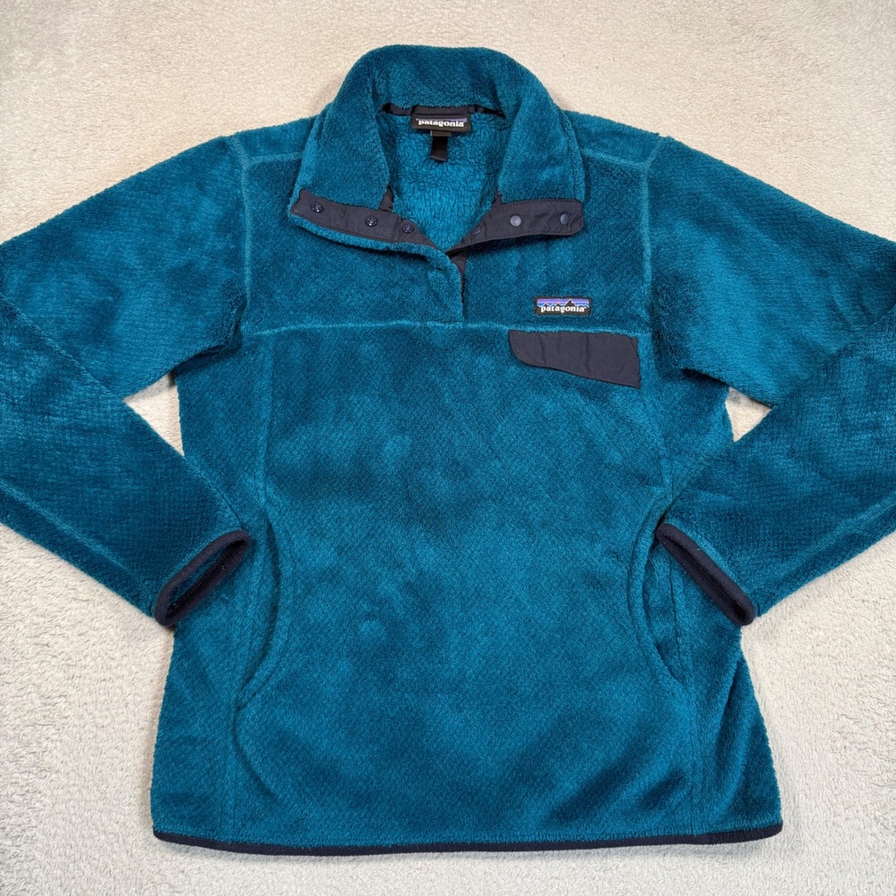 Patagonia Re-Tool Snap-T Pullover Womens XS Teal Blue Fleece Polartec 25442
